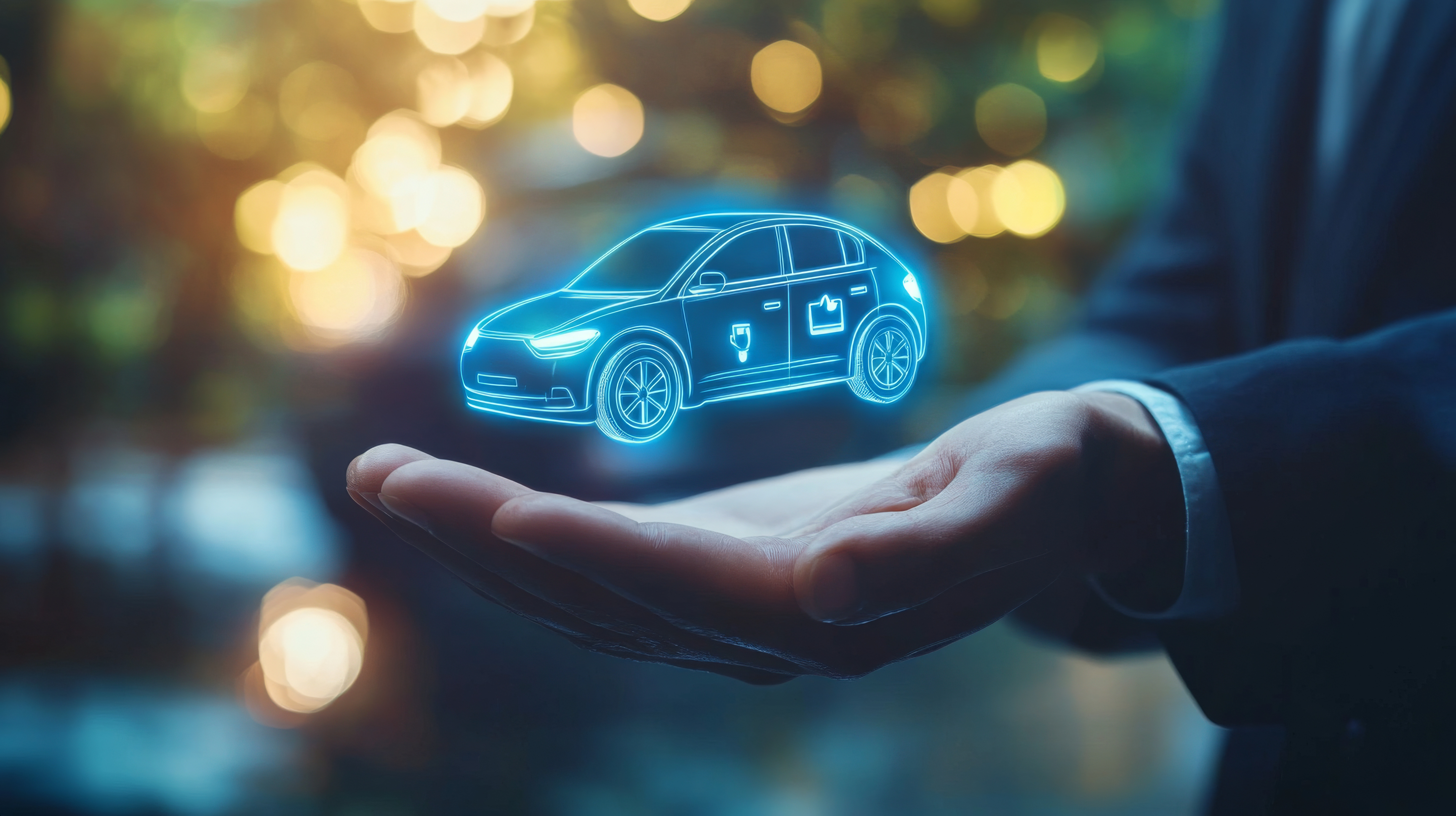 Holographic car icon showcasing the best car insurance providers and coverage options in South Africa for 2025.